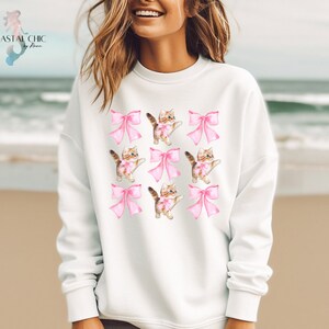 Cat and Bows Sweatshirt: Girly Coquette Style