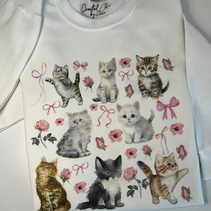 Coquette Cat Sweatshirt: Bows & Roses, Softgirl Style