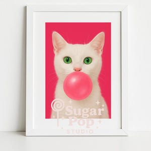 Cat with bubble gum