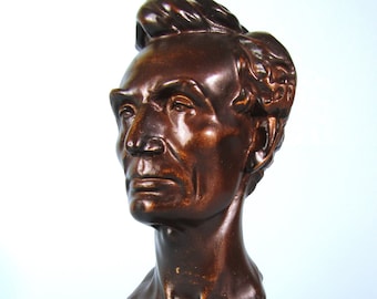 Abraham Lincoln Life Mask Bronzed Bust by Leonard Volk 1860 Vintage Reproduction