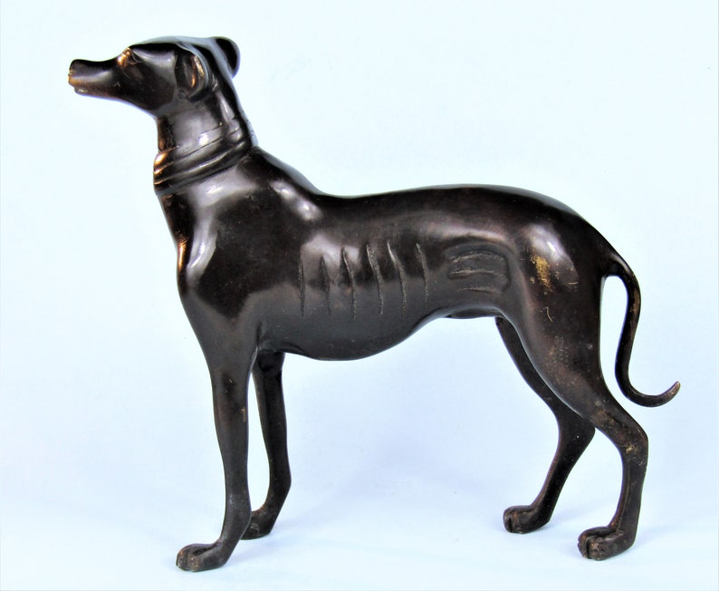 Bronze Greyhound Statue Large 10 Art Deco Whippet Dog Etsy