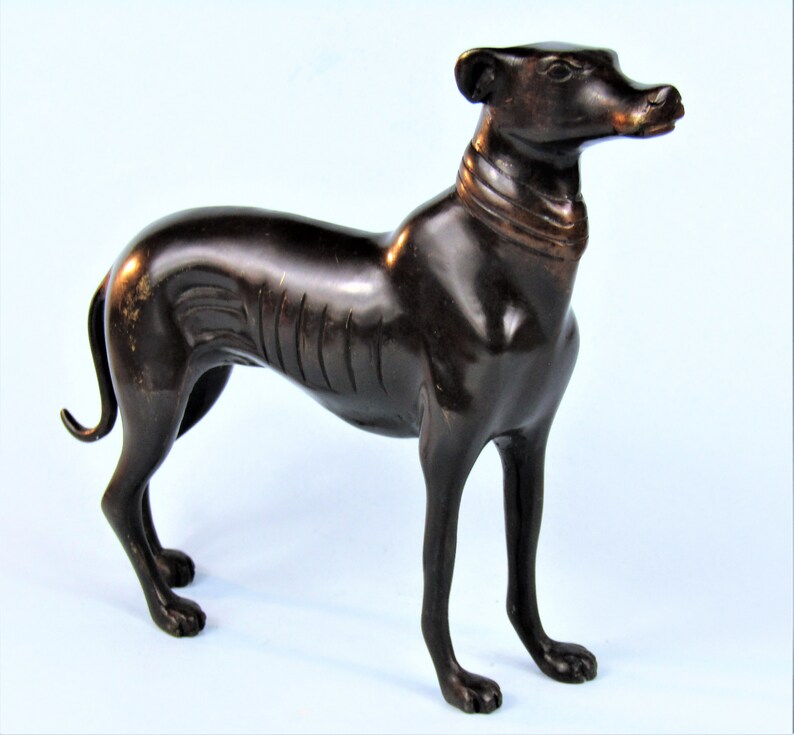 Bronze Greyhound Statue Large 10 Art Deco Whippet Dog Etsy