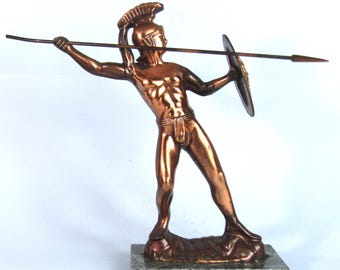 Achilles Statue: 13" Bronzed Greek Warrior Sculpture