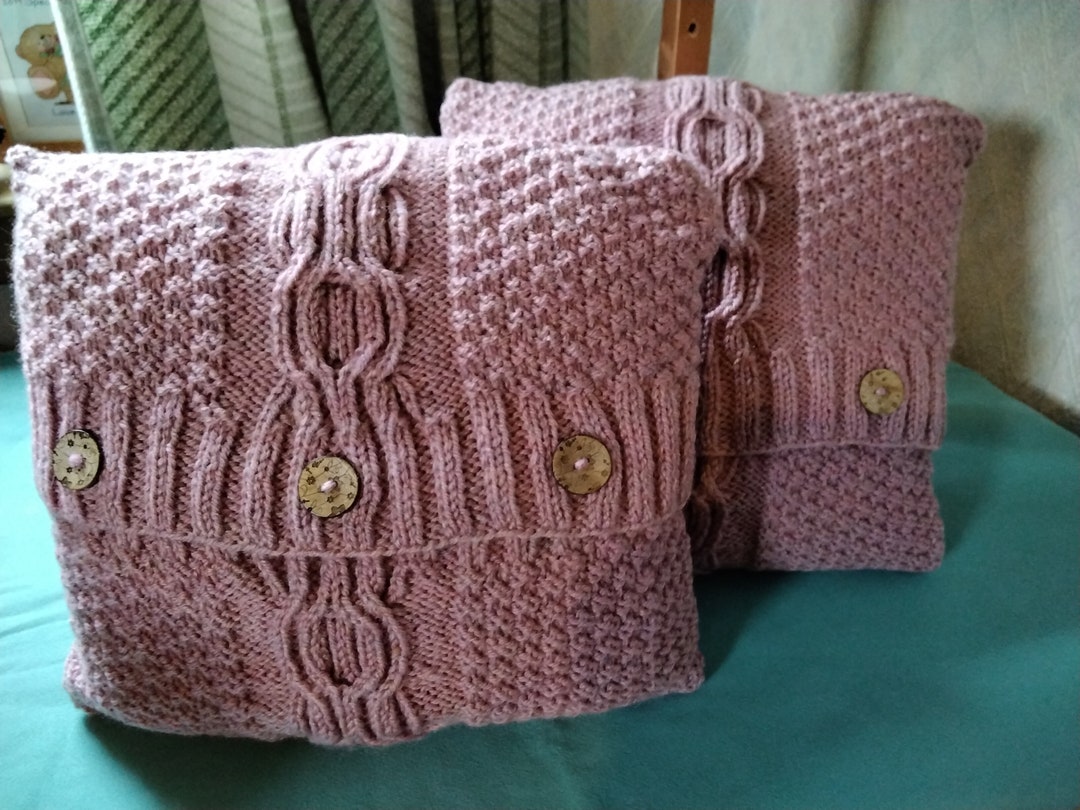 Hand Knitted Aran Cushion Covers Etsy
