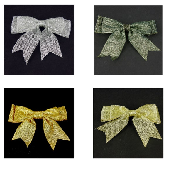 80mm METALLIC CHRISTMAS Double Bows Ribbon Bows With Tails 3" Beautiful