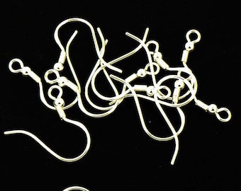 Genuine Real 925 sterling silver fish hook earring wires earring 20 30 50 100 pairs SE95