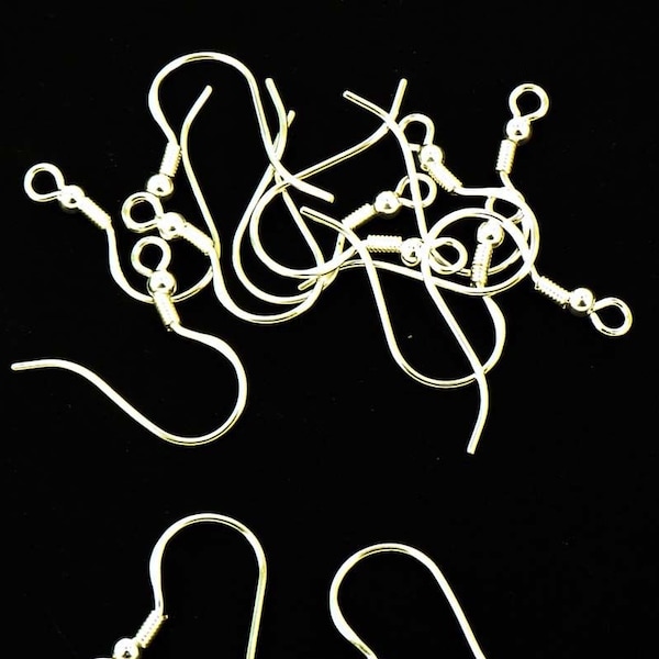 Genuine Real 925 sterling silver fish hook earring wires earring 20 30 50 100 pairs SE95