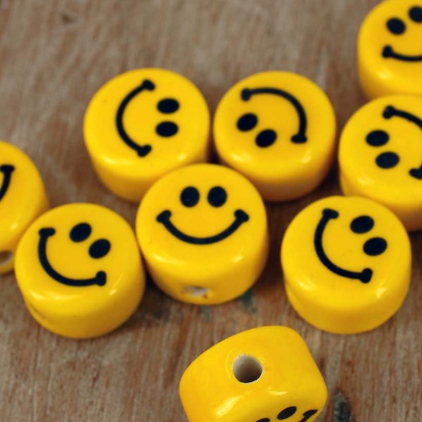 Perles, Jaune Emoji Smile Faces Hard Clay Polymer , Jewellery Making Sélectionnez quantité, G18