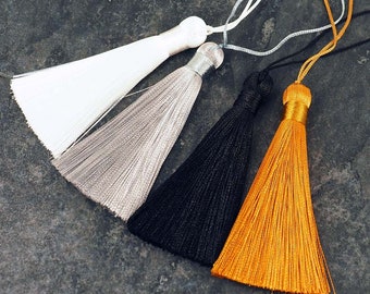 Silky Nylon Key Tassel: Old Gold, Jet Black, Grey, White