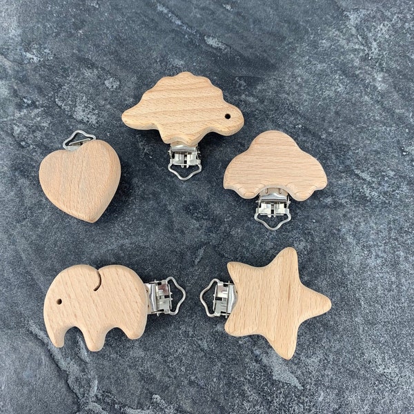 Animal Wooden Baby Pacifier Soother Clips, Holders Safety New Designs