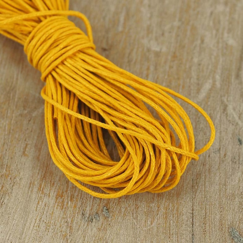 Waxed Cotton Jewellery Cord Thonging Necklace Cord x 10m Length x 1mm thickness, Great Colours to choose from Mustard