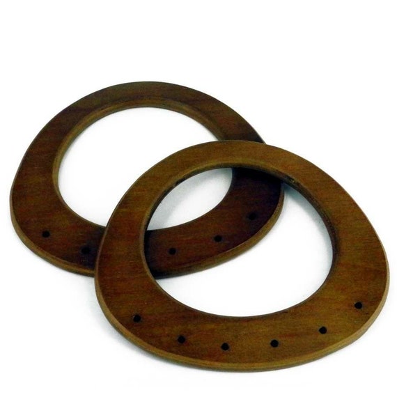 wooden D Shaped making bags Craft Bag Handles Large Pair of Wood Sewing BH10