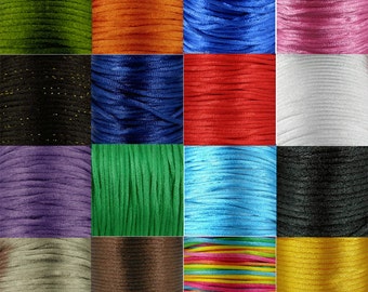 Rouleau de 3 mm x 30 m de cordon en soie satinée à queue de rat Beaucoup de couleurs au choix pour la fabrication de bijoux et l'artisanat