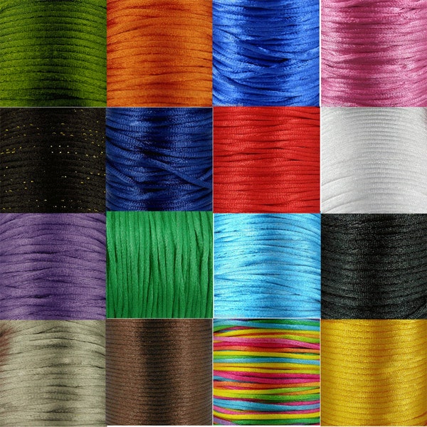 Rouleau de 3 mm x 30 m cordon de soie satin queue de rat beaucoup de couleurs au choix pour la fabrication de bijoux et l'artisanat