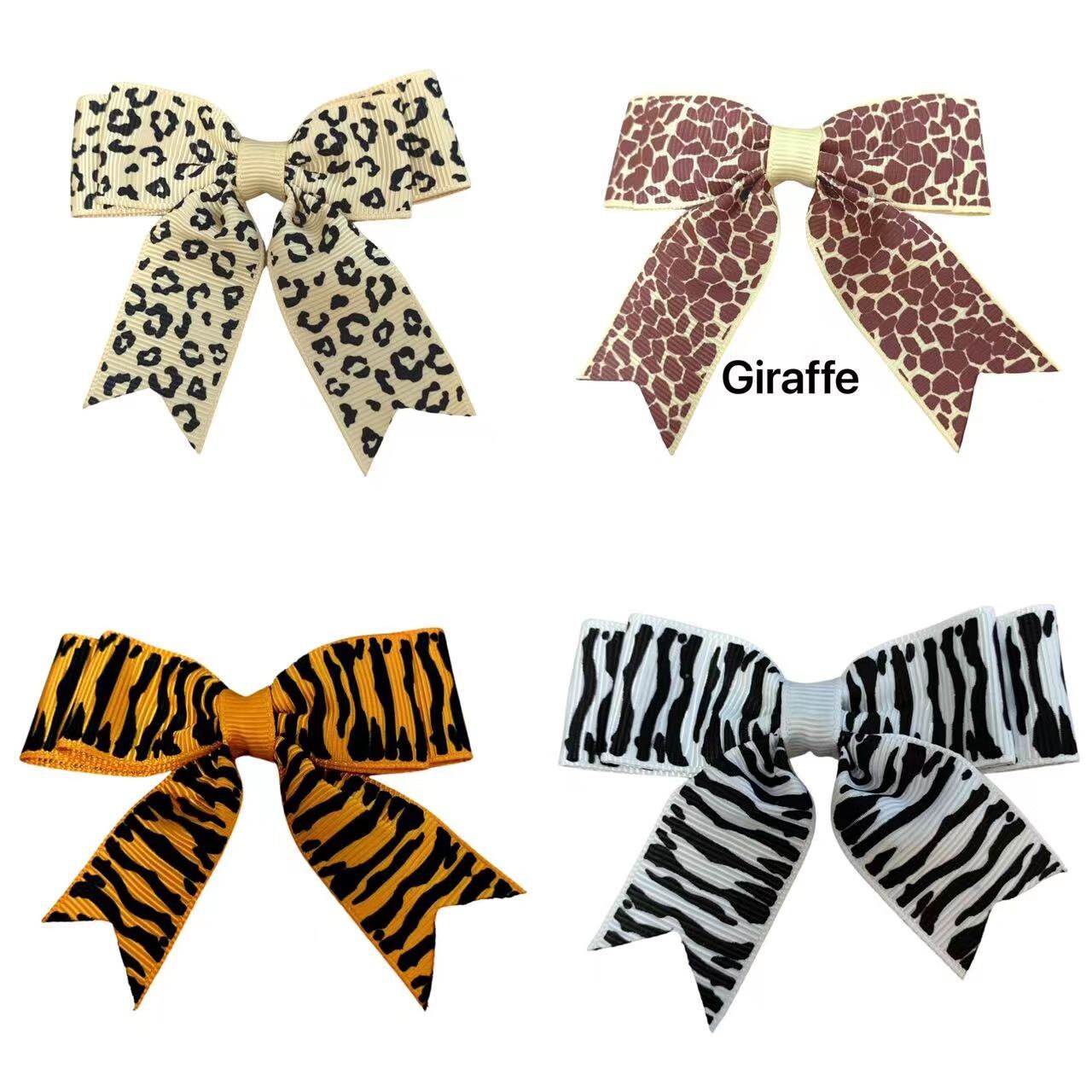 Animal Print Double Bows Only , Ribbon Bows With Tails 3" Beautiful Grosgrain Ribbon supplied ideal for making  Cute Girls hair decorations