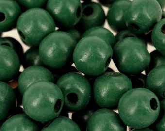 10mm Wooden round   Dark green coloured , lead free painted beads, Craft Jewellery Making  Craft Beads