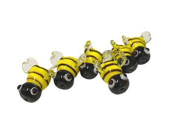 Bumble Bee, Bee 3d shaped Glass Beads,  beads, Super Cute , Charms, Limited stocks , x 6 pcs supplied LB3