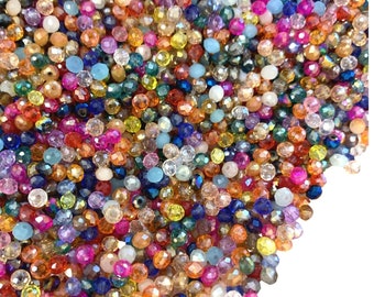 Perles de verre et cristal pour fabrication de bijoux, taille 4 mm Lot de 150 perles de couleurs mélangées au hasard, Noël, bal des finissants, mariages