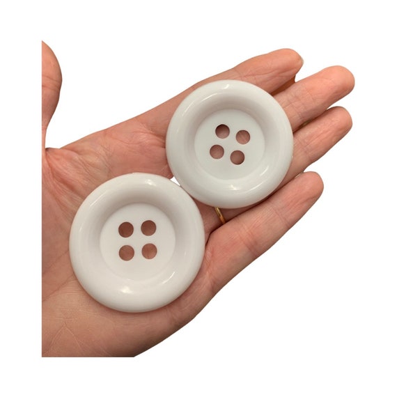 Giant WHITE buttons, Giant plastic buttons 5cm, extra large buttons, huge  white button, UK buttons shop, coat buttons, 4 pcs