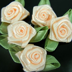 Peach Rosebuds Roses Wedding Card Embellishments Rose buds card Craft Sewing 25  50 100 500