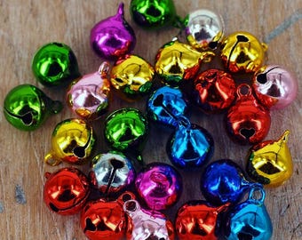 Jingle bells: mixed silver & gold charms, christmas decorations (40 pcs, 12mm )