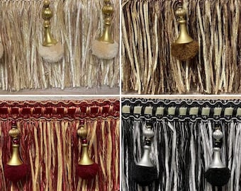 Beaded Tassel Fringe Trim: Luxury Braid, Pom Pom Detail