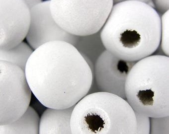 10mm Snow White Wooden Craft Beads: Jewellery Supplies