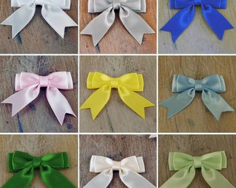 Pack of 10, Small Ready Made 2", Satin Ribbon Double Bows , ideal for hair slides, socks, headbands, sewing- 9 Colours on this listing