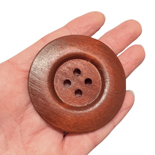 Wooden Button, Dark Brown ,Huge Giant Clown, bag, coat, wood Buttons 6cm , sold in packs of 2 , code B13