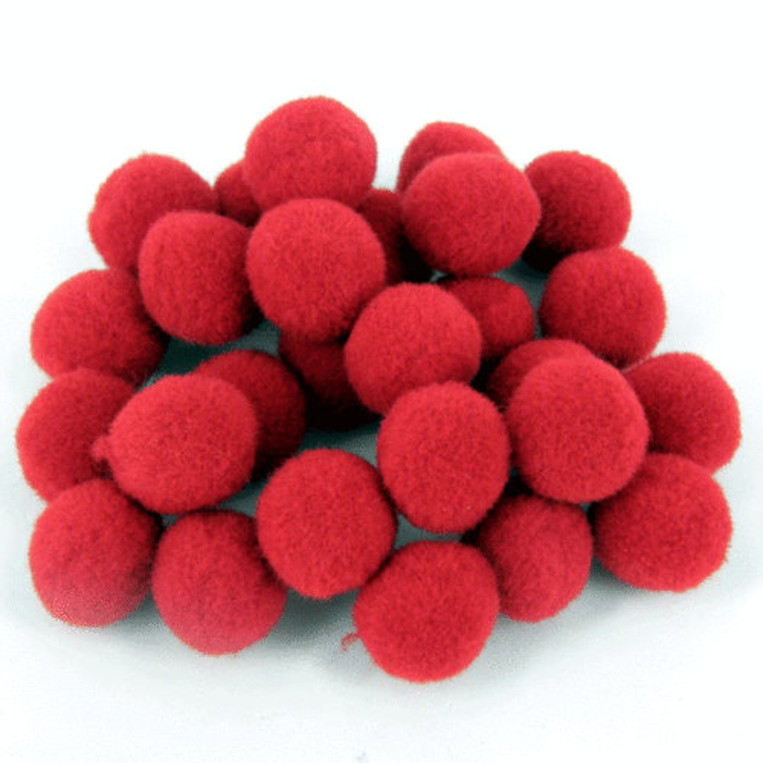 Red Pom Poms 25mm 1 Finest Best Quality Craft Pompoms Xmas