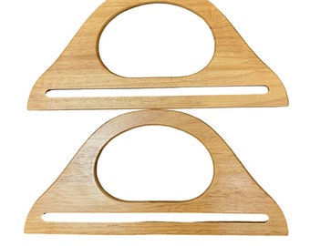 Bag Handles Medium Pair of Wood , wooden D Shaped making bags Craft, Sewing and macrame, Bag5