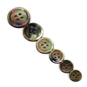 Mother of pearl shell buttons: polished bronze, 4-hole sewing buttons ( code b36)