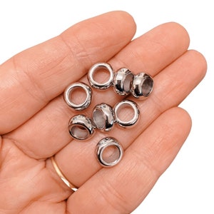 Spacer, CCB Plastic Silver Coloured,  Plain Beads Large Hole, 5 x 10mm NP18 silver x 100