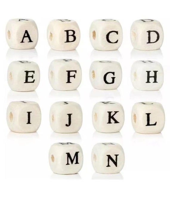 10mm Alphabet Wood Colour Mixed Letter Cube Wooden Beads Craft 
