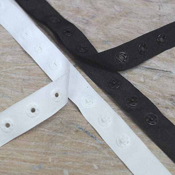 Snap Tape , 1m White or Black Popper Stud Press Snap Fastening Sew Tape 3  Grouped Poppers, for Sewing 