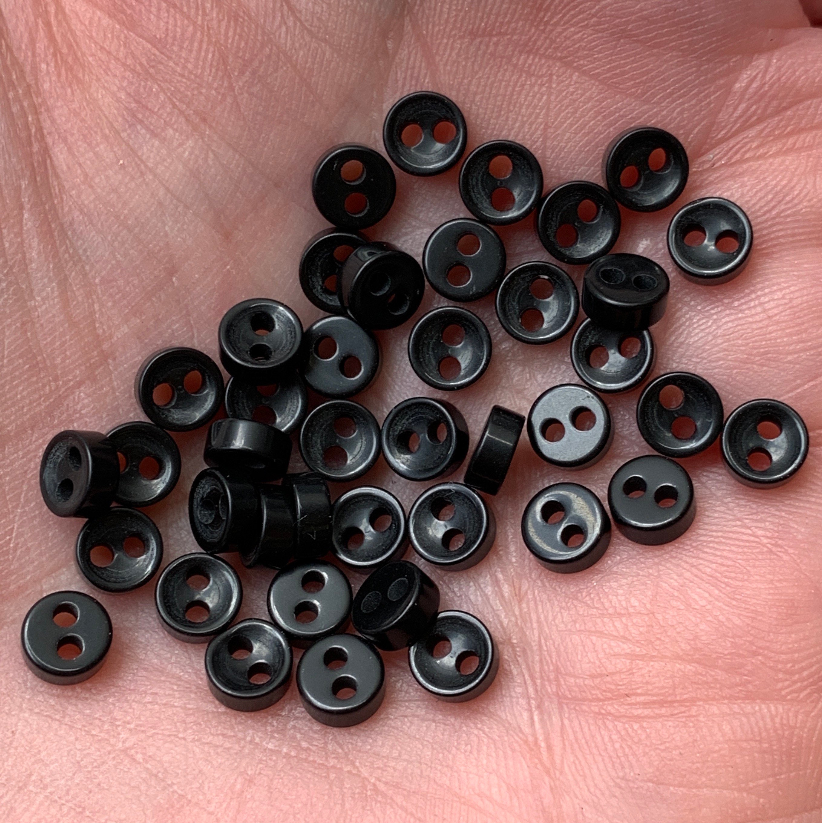 Micro Mini Round Black Buttons, 4mm