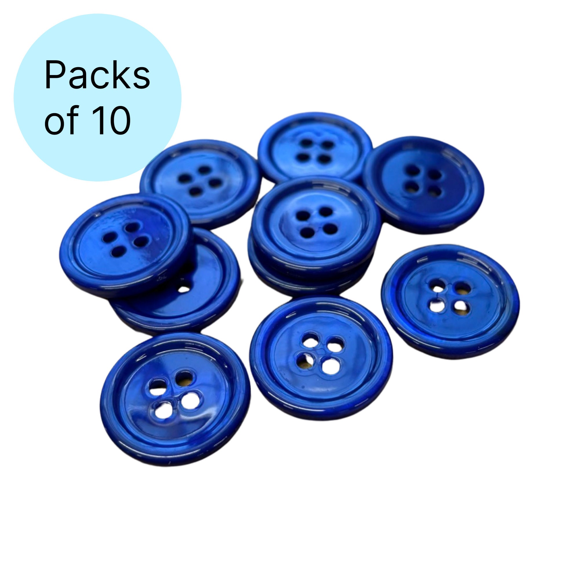 Royal Blue Mother of Pearl Buttons: 4-Hole Sewing, Knitting (Packs of 10)