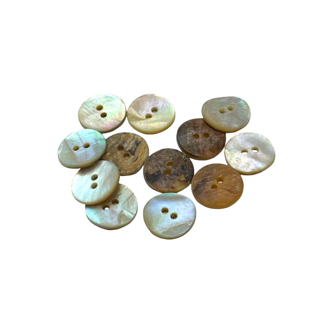 Mother of Pearl Shell Buttons Ivory Neutral 13-14 Mm X 12 Pcs, Craft ...