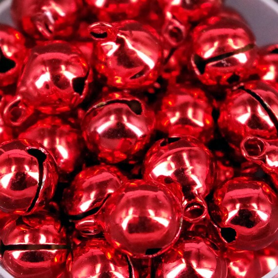 Jingle Bells, 3/8(10mm) 120 Pack Small Bells for Crafts DIY Christmas,  Rose Red 