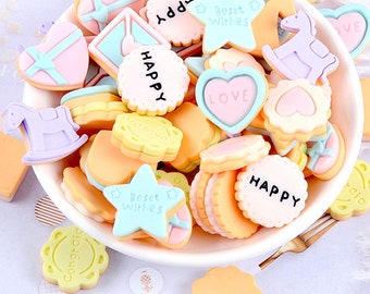 Mix Fake Faux Food Iced Cakes Cookies Biscuits Cabochon for cards, hair slides and crafting, cake decoration CB20