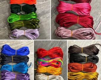 Satin Rattail Silk Cord, 3mm x 5m  Lots of Colours to choose From for Jewellery Making and Craft