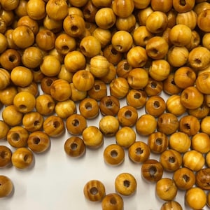 Light brown wood beads: 10mm round, 50 pcs