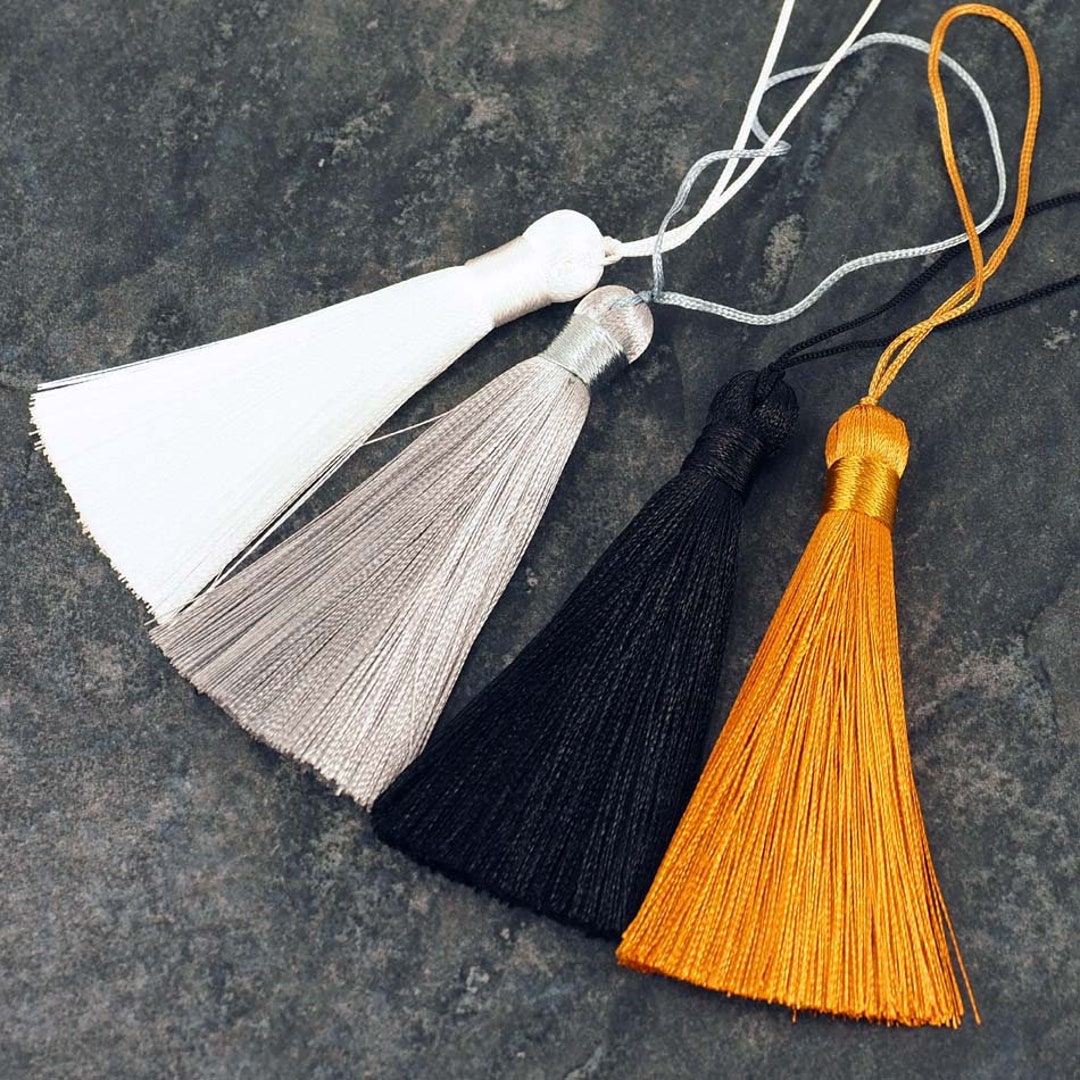 Silky Nylon Key Tassel: Old Gold, Jet Black, Grey, White - Etsy UK