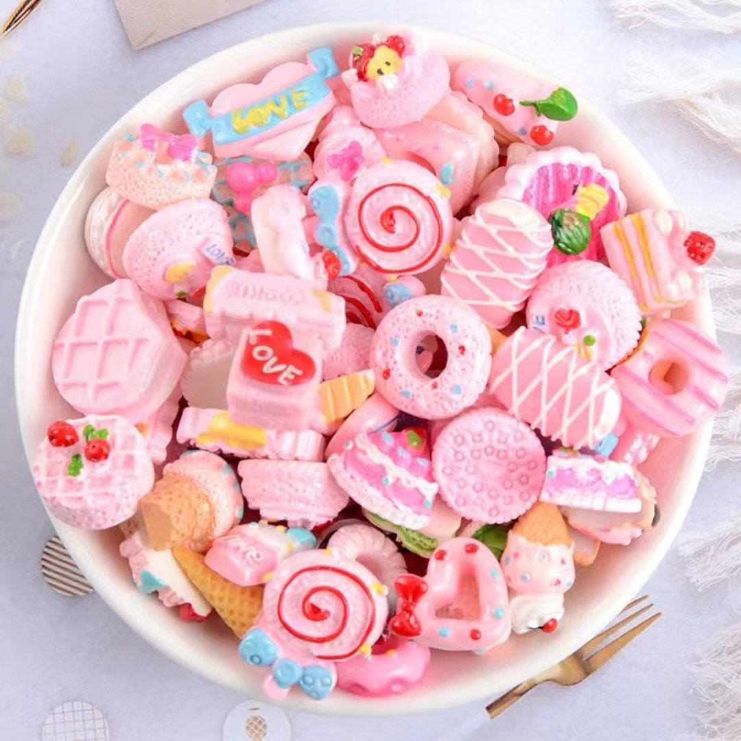 Bulk Fruit Loop Charms 100pcs - Resin Flat Back Cabochon Charms decoden  kawaii resin polymer clay charms craft supplies slime