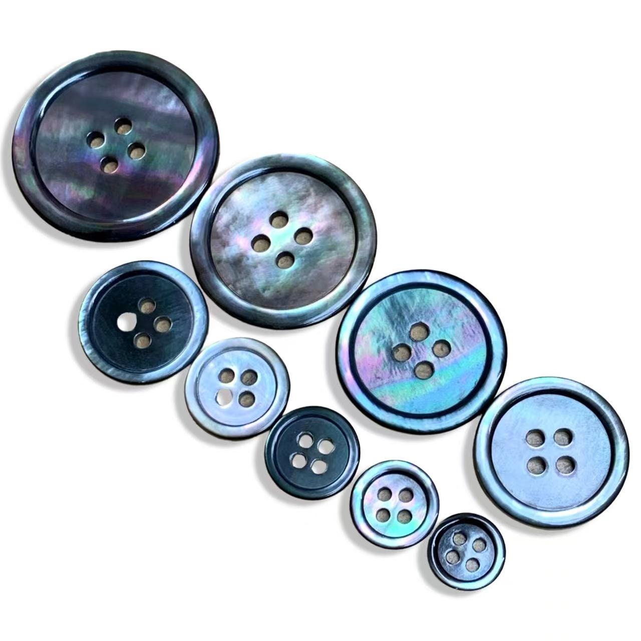 TITO Gray Blue Genuine Mother of Pearl Buttons for Shirts, Suits & Coats,  Made in Italy