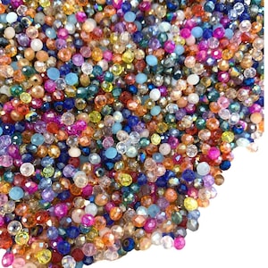 Faceted rondelle crystal beads 4mm: mixed colors, jewelry making (150pc pack)