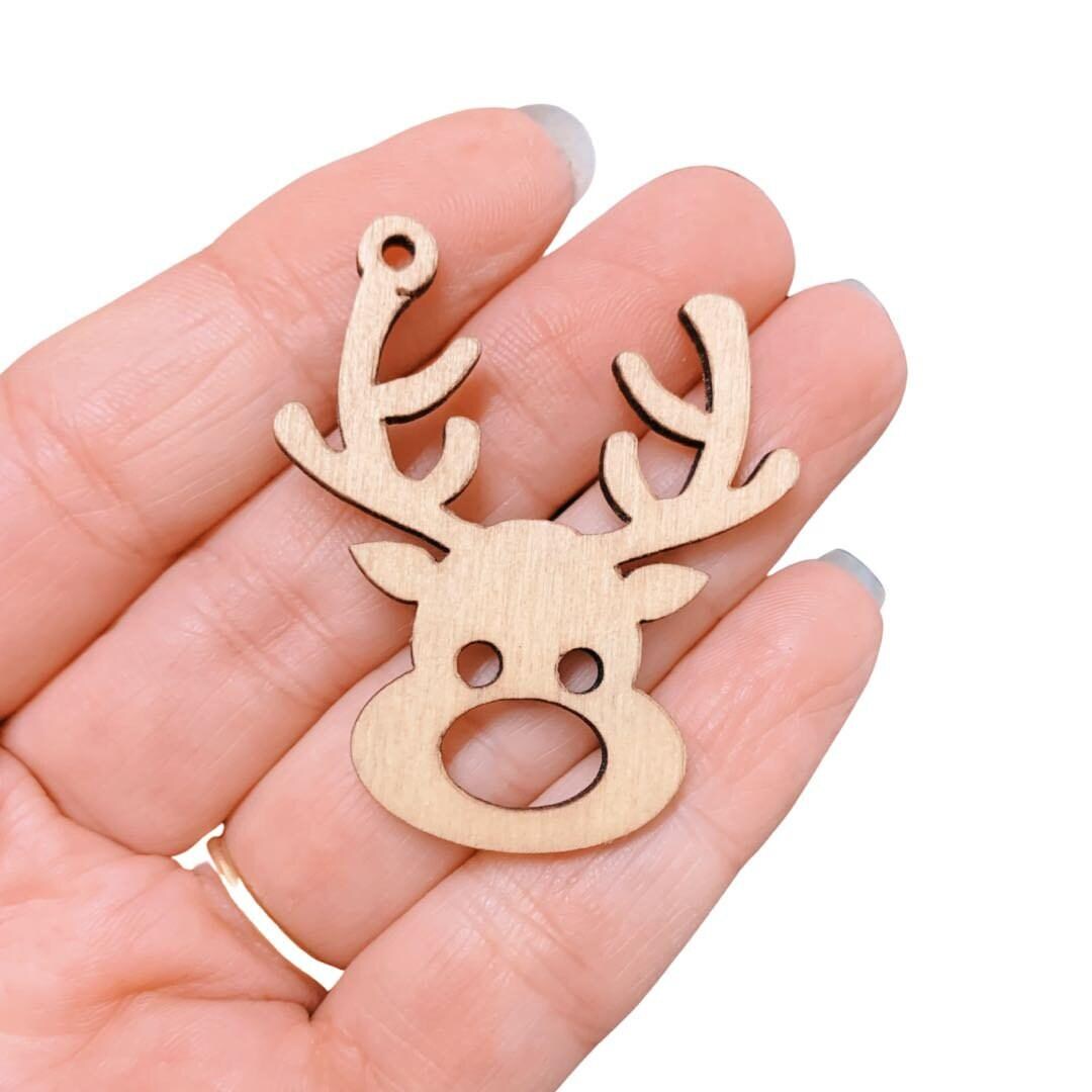 Lot De 20 Pendentifs En Bois De Noël Tête De Renne – Décorations Suspendues Pour Sapin, Porte, Fenêtre, 9,5 X 6 Cm - 11