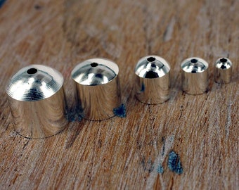 End Caps,  Silver Plated , Domed Cord Tips for Jewellery Making. 6 Sizes 24 pack C15