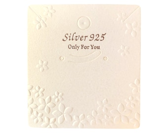 925 Silver printed Display Cards, Embossed, Card, Necklace Earring Studs, Many pack sizes to choose from, Stall , shop sales Ivory
