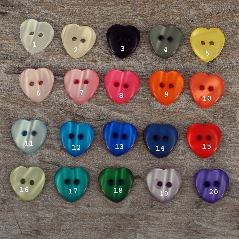 Novelty Craft Buttons 14 mm Iridescent Heart x 10 Per Pack Choice